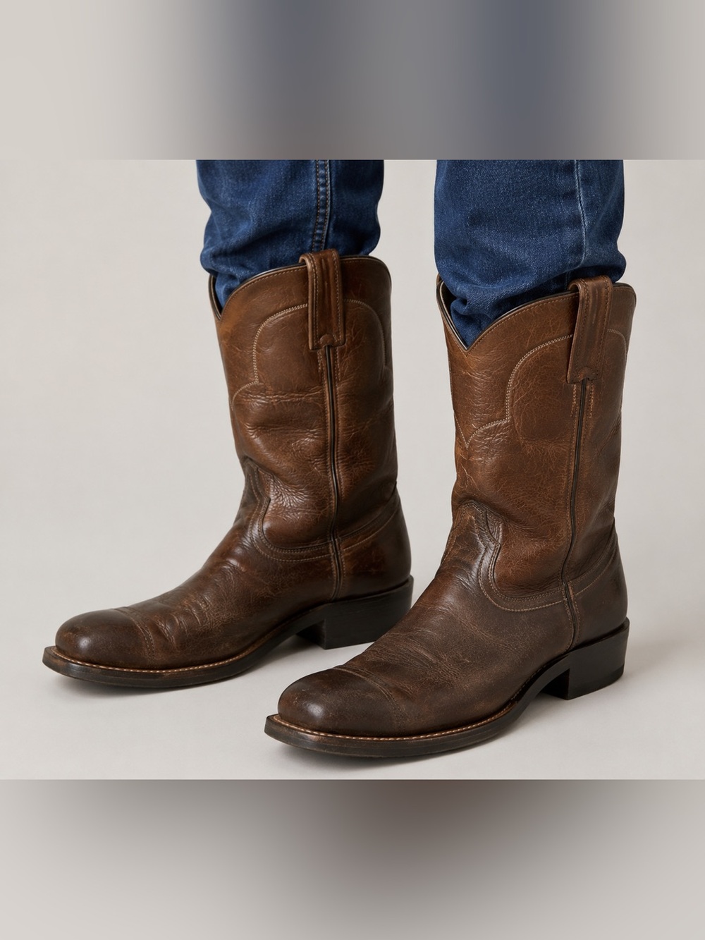 Vintage Justin Boots Brown Gradient Style 2603 size 8D western cowboy leather